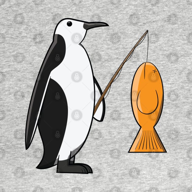 Penguin caught a Fish Cartoon Fishing Bird by Dad n Son Designs